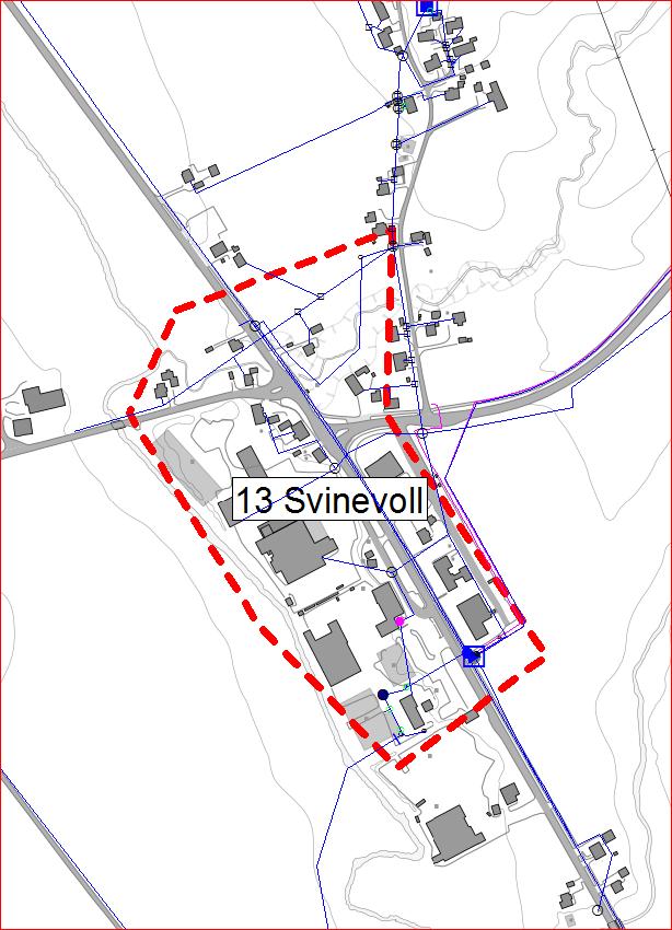 32 6.1.14 Sone 13: Svinevoll Beskrivelse Vestfold vann har måler ved sin DN1000 ledning. Området er i hovedsak forsynt fra privat vannverk. Men kommunen planlegger på sikt å utvide forsyningsområdet.