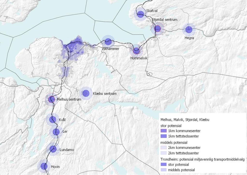 1.3. Andel boliger med stor eller middels potensial for miljøvennlig transportmiddelvalg Trondheim: Potensial for miljøvennlige transportmiddelvalg kunnskapsgrunnlag 1 stor potensial middels