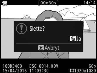 Slette uønskede filmer Trykk på O-knappen for å slette filmen som vises på skjermen. Merk at filmer ikke kan gjenopprettes når de har blitt slettet. 1 Vis filmen.