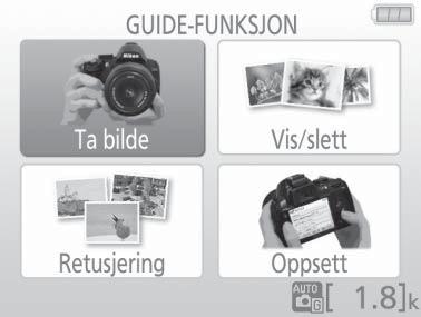 Guide-funksjon Guiden Guide-funksjonen gir tilgang til en rekke hyppig brukte