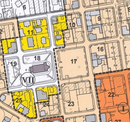 Kvartal 9: Trondhjemsvegen 17: Boligblokk 3 etasjer med hjørnebutikk fra 1946-47 med vernegrad 3 Trondhjemsvegen 15: Bolighus 2 etasjer fra ca.