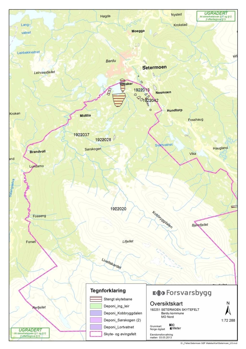 Deponier tekniske verksted Deponier Lortvann Deponier Sørskogen Deponier Kobbryggdalen 1922xxx Miljødirektoratet id for deponi Figur 2: Oversikt over områder med deponier og stengte