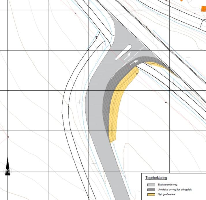 Figur 4. Mulig utforming av svingefelt. Kilde: Bondelia hage - trafikkvurderinger alternativ A og B, Sweco 10.09.2020 2.4 Fylkesmannen i Innlandet, datert 26.