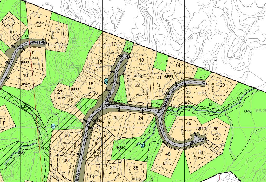 Utbyggingskonseptet legg i hovudsak opp til ein liknande tettleik som i Hovdeli del 3, som er det hittil siste utbyggingssteget på Hovdeli-feltet, med maksimalt 130 m² bygg på tomter på ca. 900 m².