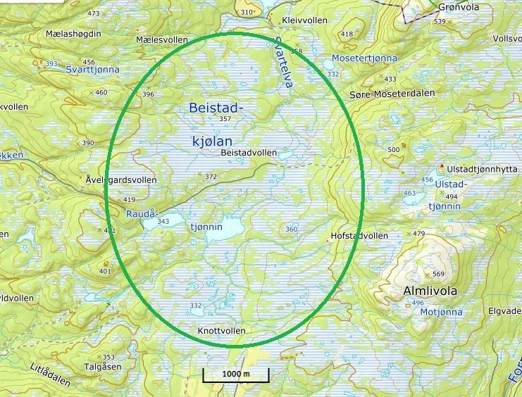 steder med ekstremrik vegetasjon, spesielt floraen (grønnburkne, rødflangre, brudespore mm). Skyldes antakelig to kalkårer som går gjennom terrenget. Også flere typer starr bl.a. jemtlandsstarr.