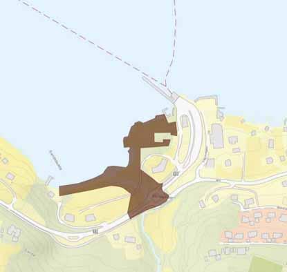 Figur 18 Utsnitt av temakart viser markering av friområdet med badeplass og parkområde.