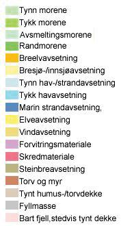 (13). NGUs løsmassekart viser at det ligger morenemasser i området (12). Det er ingen bergblotninger i selve kaiområdet, som er ganske flatt og stort sett dekket med fyllmasser og asfalt.