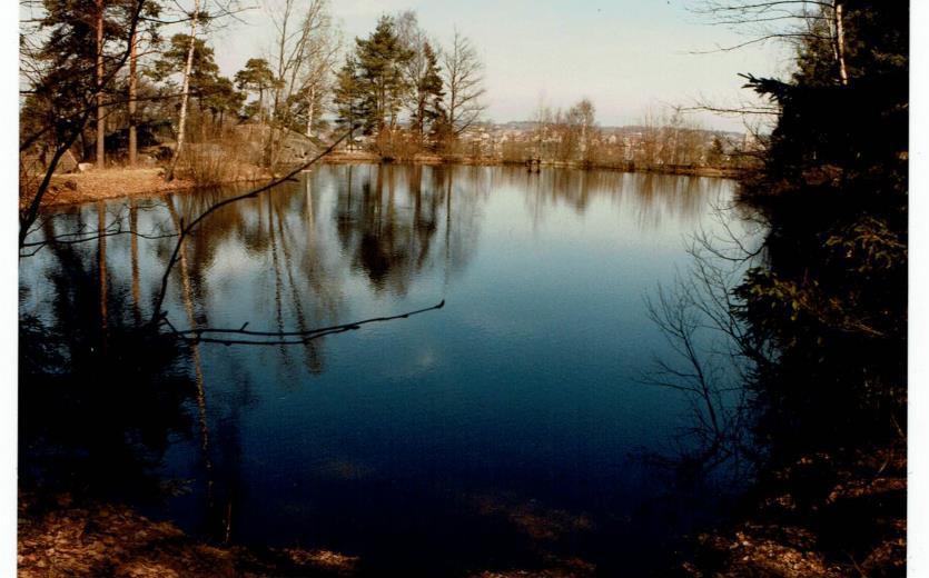 4 Den lå mellom Sofus Sørensens vei og Tyristien et par hundre meter sørøst for den nåværende. Det var rikelig med storsalamandre der, men dammen ble fylt igjen på midten av 1970-tallet.