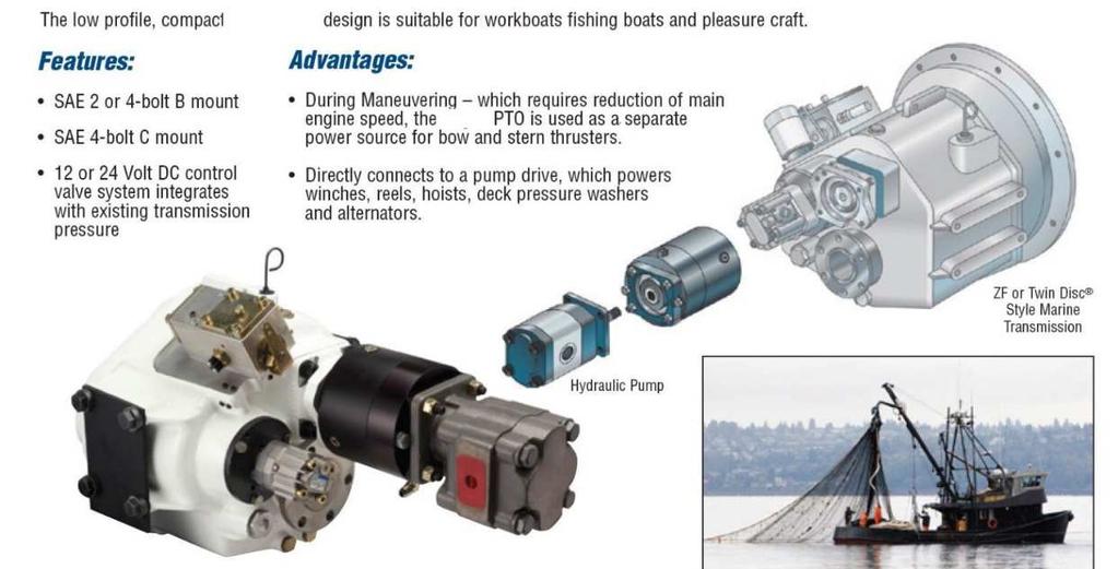 pumpe - Maks moment for SAE-B clutch: 407 Nm, for SAE-C clutch: 814 Nm - Kan leveres med miniaggregat for hydraulisk styring - Kompakt