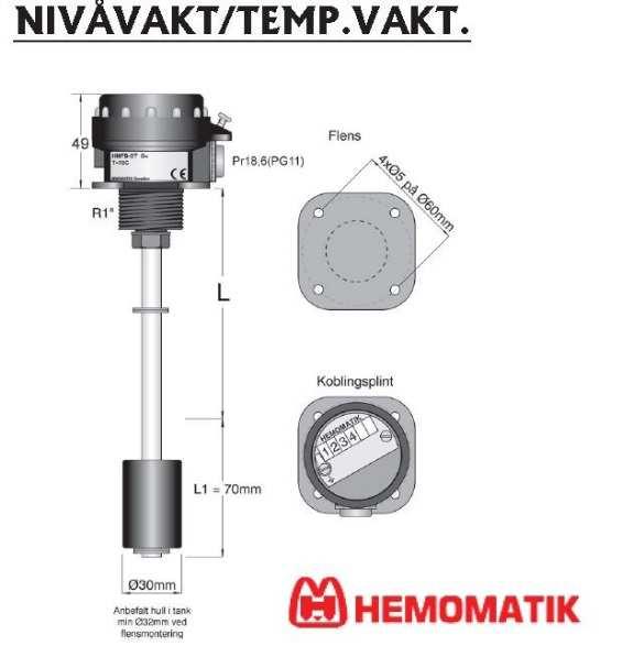 Vare Nummer Beskrivelse Listepr is HE0150T080 Nivå/tempvakt 150mm 75 gr. 2051 HE0200T080 Nivå/tempvakt 200mm 75 gr.