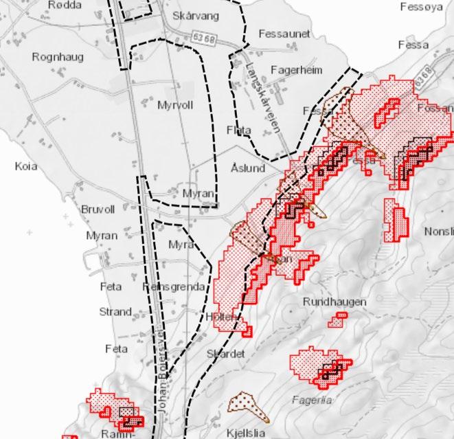 Sikringsomfang må vurderes spesielt ved en eventuell tilbakefylling, da dette vil kunne påvirke sikkerhet mot nedfall av mindre steinblokker. I området ved Bradden er det en mer skifrig bergmasse.