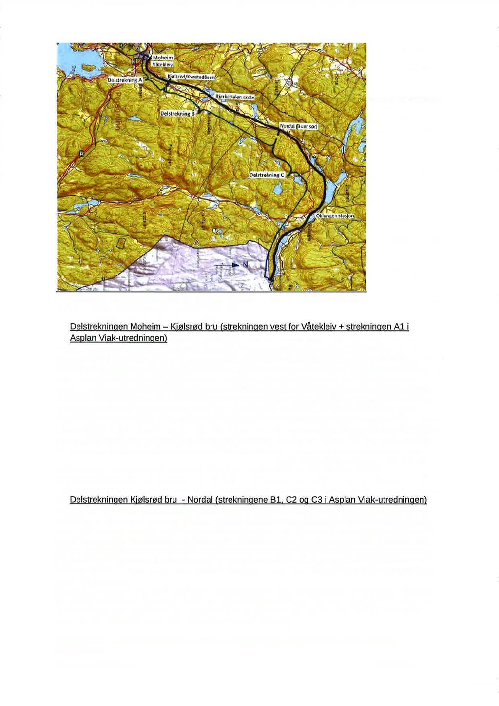 ' li'-:. i _ i 1:- mama i. ig '. SEP-a Å. awklm what, ' guruulurukn-a. AS.,. - 'Illu Kart som viser delstrekningene omtalt i kap. 5.4 A.