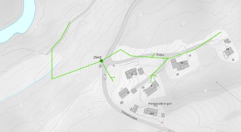 3.5. Kvitlia/Skaugdalen boligfelt Boligene i Kvitlia betjenes av et kommunalt infiltrasjonsanlegg fra 80-tallet. Figur 10: Avløpssystemet ved Kvitlia 3.6.