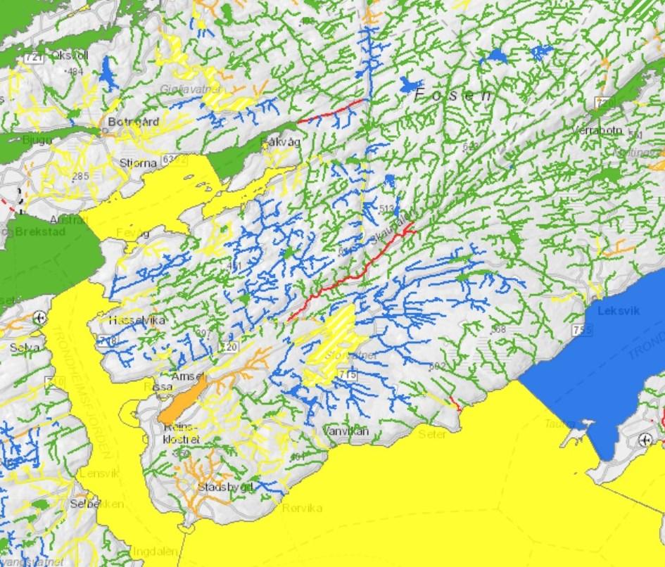 Figur 19: Miljøtilstand i elver og innsjøer, per 08.03.2021. Kartet er hentet fra Vann-Nett.no. 5.2.2. Miljøpåvirkninger Årsakene til at ca.