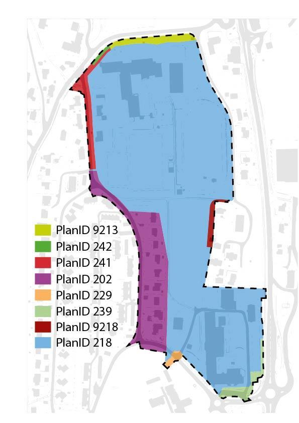 Reguleringsplan for Rotnes Sentrum, planid 229 (1997) Reguleringsplan for Mo-krysset og del av Kvernstuveien, planid 239 (2008) Områdeplan for Nittedal Stasjonsområde, planid 241 (2011)