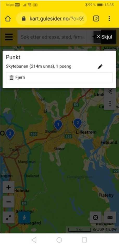 Skal du gå i retning 312 snur du mobilen inntil du leser 312 og følger mobilens pekeretning.