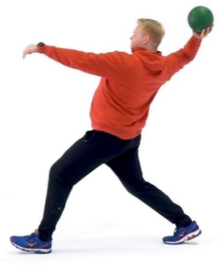 Stående kast er vist på bildet til venstre og stående kast med rotasjon er vist på bildet til høyre. Hensikten med begge øvelsene er å bedre kraftoverføringen fra ben til arm.