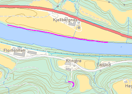 4.1.8 Holmbekken kulvert jernbane (ved Kringtrø) Holmbekken renner ut i hovedelva ved gården Kringtrø, og laks og sjøørret kan vandre 150-200 oppover bekken