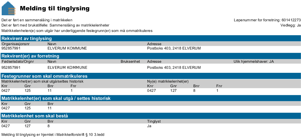 Dersom utgående eiendom er bebygd med bruksenheter, kreves i tillegg reseksjoneringsvedtak, jf. eierseksjonsloven 6, fjerde ledd. 4.