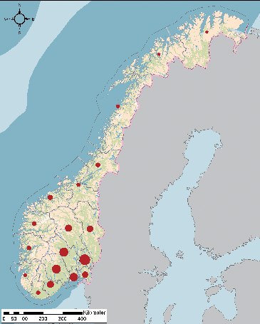 Skog Miljøforhold og påvirkninger for rødlistearter områdene i Norge.