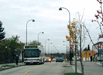I Hokksund er det bygget parkeringslommer på et nivå mellom kjørebanen og fortauet. Det gjør det vanskeligere å komme inn i parkeringslommen.