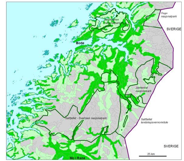 (grønt) at det er myrpreg innenfor landskapsområdet. Figur 15.