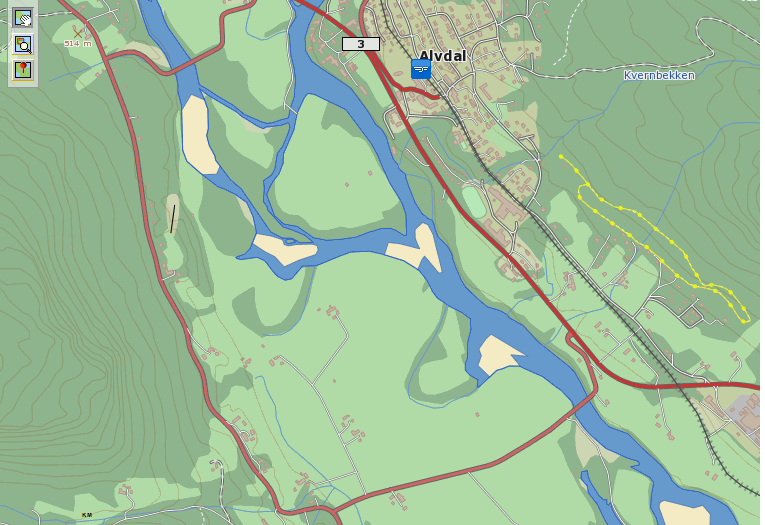 Kobberforurensningen av Glomma Elv/Sted m 3 /sek.