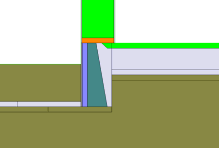 KuldebroAtlas Tabeller med kuldebroverdier Ringmurselement med og uten markisolasjon Detalj: Tilslutning mellom bindingverksvegg og golv på grunnen, ringmurselement.