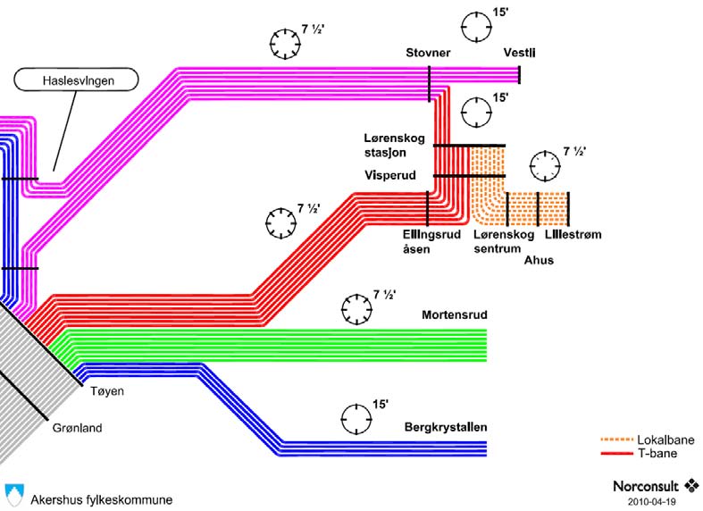 Figur 46: Driftsopplegg i alternativ B Bussystem i planområdet er ikke tegnet inn, men dagens må justeres i