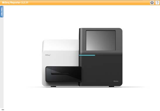 MiSeq Reporter-grensesnittet Når MiSeq Reporter åpnes i nettleseren, vises hovedskjermen med et bilde av instrumentet i midten.