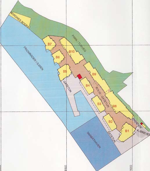 lighet til arealer ved sjøen. Bebyggelsesplanens rammer og bestemmelser erstatter tilsvarende gitt i tidligere reguleringsplan (Bergen kommune 1998).