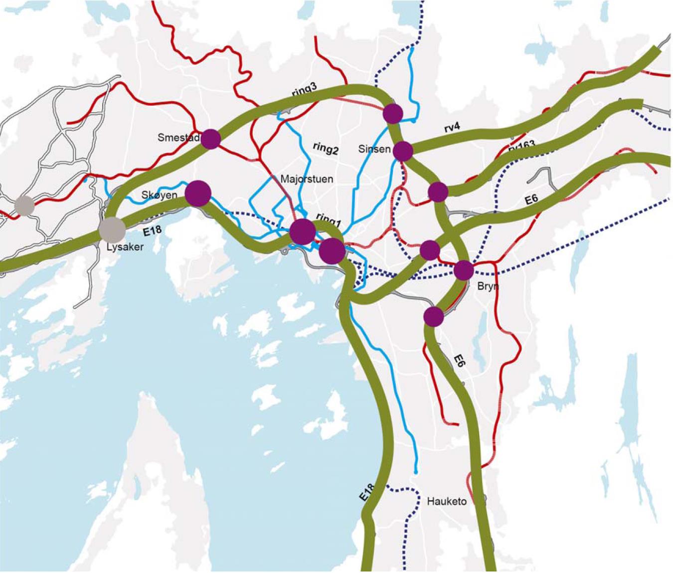 Strategi - Gjennomgående kollektivprioritering på riksvegnettet Alle hovedinnfartsårene skal ha kollektivprioritering med god kvalitet.