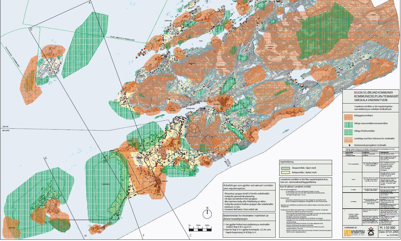 Vindmølleplan (kommunedelplan) Ørland kommune har utarbeidet et temakart Småskala vindkraftverk, vedtatt i 2005.