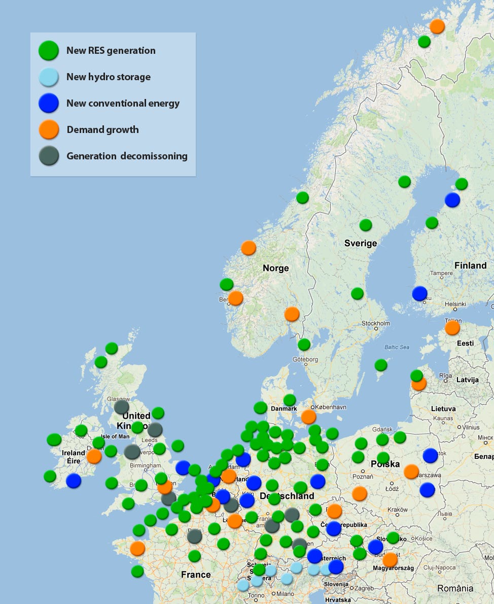 Figur 24: drivere for nettutvikling (ENTSO-E 2012) Investeringer i havbasert vindkraft i Nordsjøen er forventet å være et av hovedvirkemidlene for å nå fornybarmålene frem mot og etter 2020.