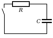 RC krets Vi starter med V 0 på kondensatoren og søker å finne V en tid t etter at bryteren lukkes Kirchoff gir Løsningen er Etter en tidskonstant τ = RC er spenningen redusert