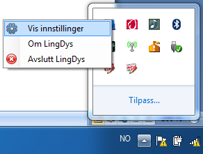 3.4 Lingdys-innstillinger Det er mulig å gjøre flere individuelle tilpasninger i Lingdys. Dette gjør du i innstillingsvinduet.