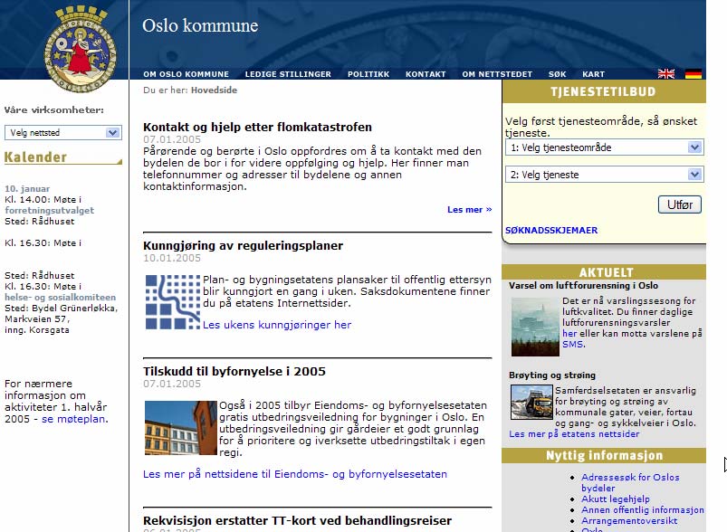 A B C D E F Figur 14: Forsida på www.oslo.kommune.no 11. januar 2005.