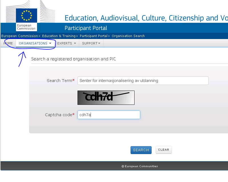 1.2 Sjekk om dere har en PIC-kode Først må du sjekke om organisasjonen din allerede er registrert i URF-databasen. Har dere deltatt i Erasmus+ tidligere, så har dere en PIC-kode.