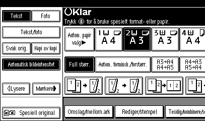 Kopiering Kopiere fra magasin Bruk magasin for å kopiere på spesiellt papir (transparenter, etiketter (selvklebende), tykt papir (postkort, konvolutter el.l.), tynt papir og vanlig papir.