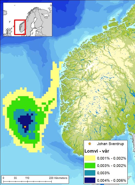 Figur 6-14 Fokusområder for lomvi (vår, sommer og høst) og