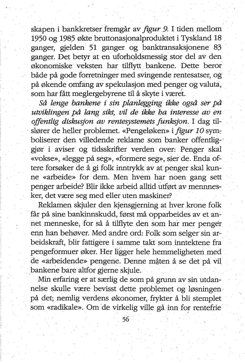 skapen i bankkretser fremgår av figur 9. I tiden mellom 1950 og 1985 økte bruttonasjonalproduktet i Tyskland 18 ganger, gjelden 51 ganger og banktransaksjonene 83 ganger.