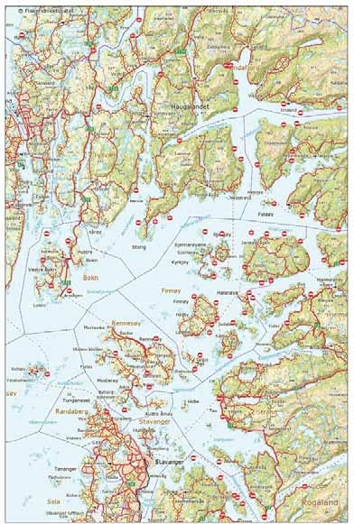 2 Materiale og metodar Forsøket vart gjennomført i Ryfylkebassenget, fjordområdet nordaust for Stavanger i Rogaland fylke. Dette er eit område med djupe fjordarmar, men også øyar og gruntvassområde.