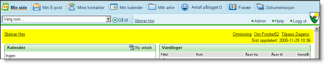 ) Favoritter er rom den enkelte bruker selv har bestemt skal vises fast i romvelgeren.