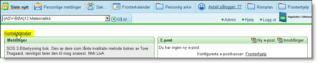 Eller nederst: Merknad Ved å legge linjen nederst vil meldinger, kalender o.l. på Dagens-siden rykke oppover og kanskje komme enda mer i fokus.