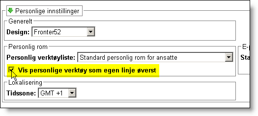 Denne innstillingen kan aktiviseres for hele bygningen, men den enkelte deltaker kan styre valget i sitt kontaktkort (dersom dette feltet i kontaktkortet er gjort mulig å endre av administrator -