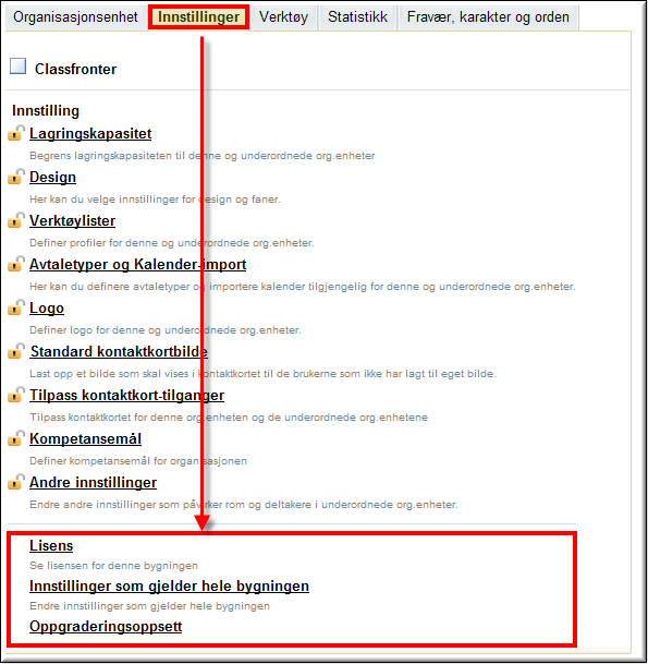 Globale innstillinger Valgene som gjelder hele installasjonen er som nevnt plassert under streken i hver av de tre arkfanene.