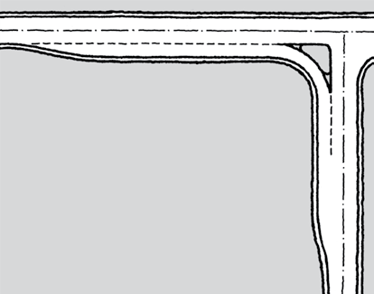 L1 og L3 anbefales å være den samme som uten trafikkøy (se tabell 4.7). L2 L1 2R-R-3R 2 Overgangslengde, L3 R=250 Figur 4.