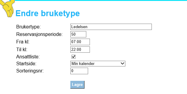 Uker vil i hvilket tidsintervall brukerne kan foreta reservasjoner. Reservasjonsperiode er satt som 50 til standard, men kan være et tall mellom 1 og 254.