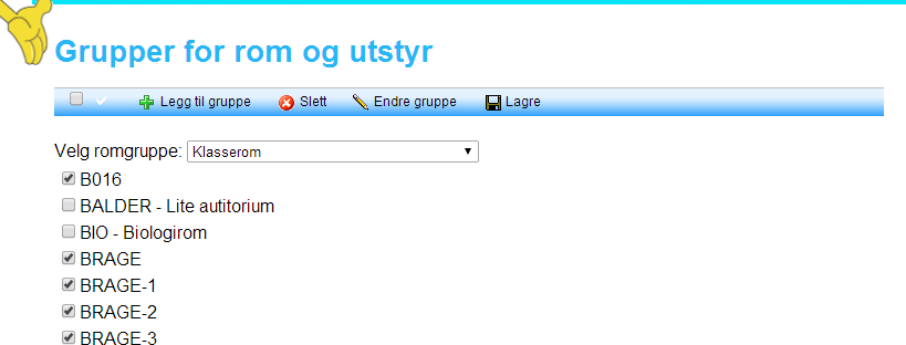 - 23 4.4 Grupper for rom og utstyr Menyvalget Admin meny Grupper rom/utstyr Dersom en skole har mange rom, vil det være lurt å opprette grupper. En kan f.eks.