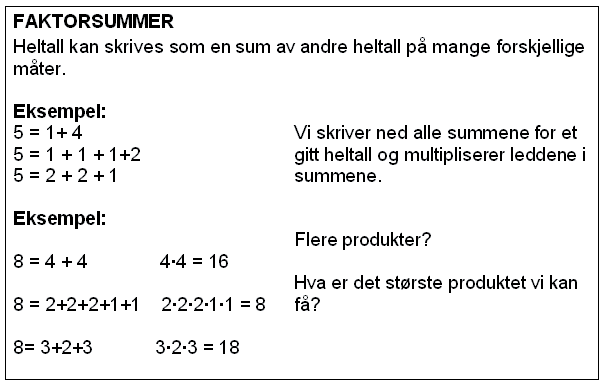 Med utgangspunkt i kjent stoff som også kan anvendes i skolen, ga oppgaven mulighet til utforsking og nye spørsmål.